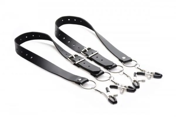 Anal Master Series Spread Labia Spreader Straps With Clamps Black Anal Master Series Spread Labia Spreader Straps With Clamps Black