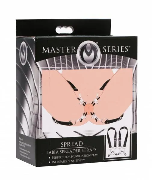 Anal Master Series Spread Labia Spreader Straps With Clamps Black Anal Master Series Spread Labia Spreader Straps With Clamps Black
