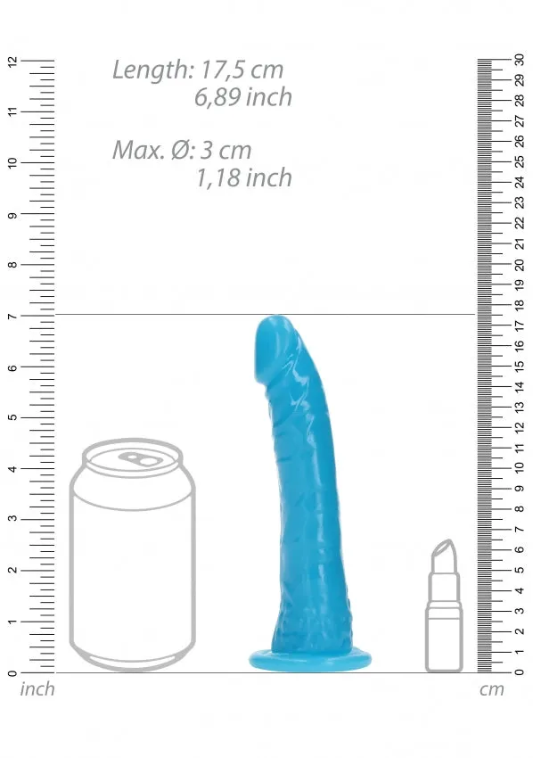 Anal Realrock 6 Inch Slim Glow in the Dark Neon Blue