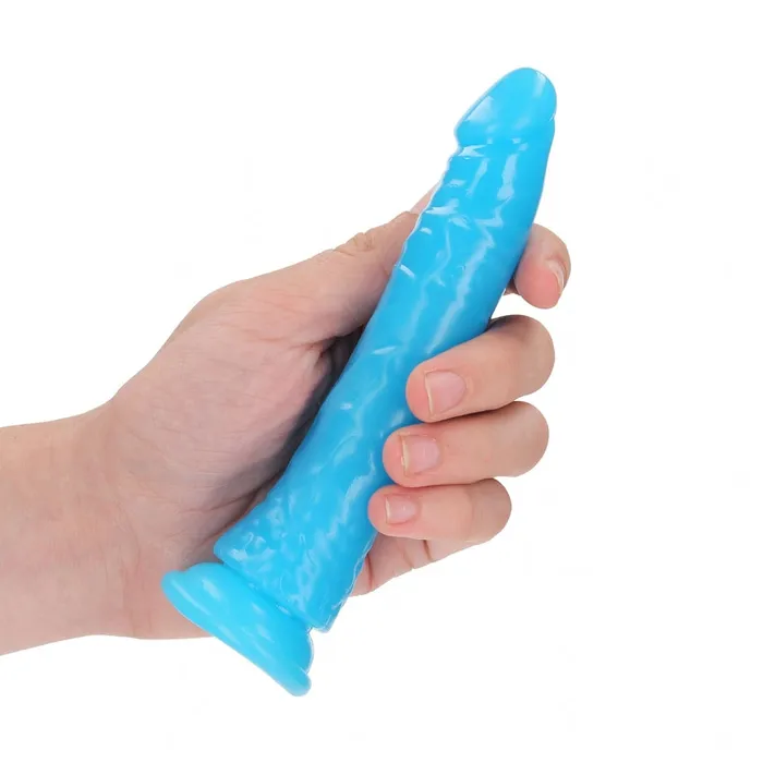 Anal Realrock 6 Inch Slim Glow in the Dark Neon Blue