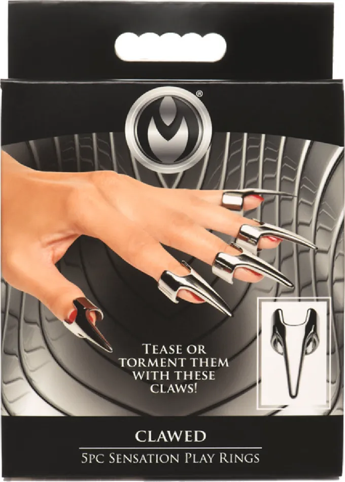 The Master Series Clawed 5 Piece Sensation Play Rings Silver XR Brands Couples